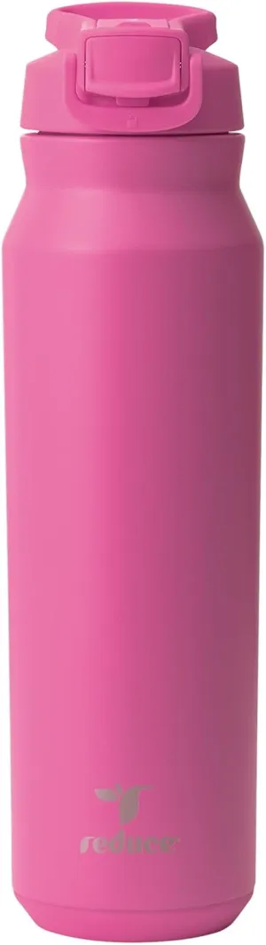 REDUCE 32 oz Hydrate Pro Stainless Steel Insulated Water Bottle - Flip Top Leak-Proof Lid, Dishwasher Safe, BPA-Free, Dual Wall Vacuum, Keeps Drinks Cold for 48 Hrs, Cup Holder Friendly - Sangria