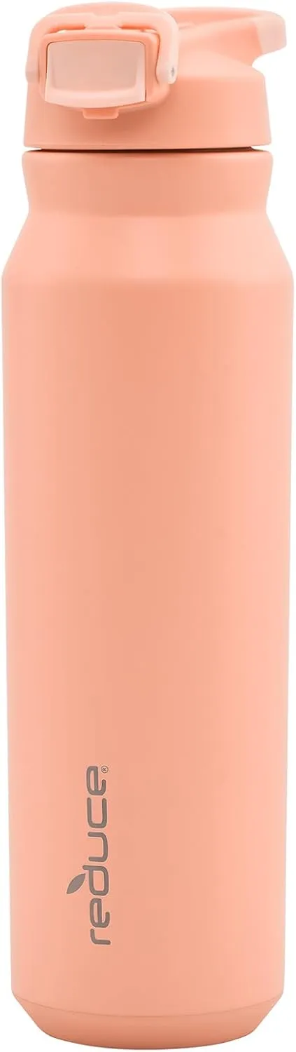 REDUCE 32 oz Hydrate Pro Stainless Steel Insulated Water Bottle - Flip Top Leak-Proof Lid, Dishwasher Safe, BPA-Free, Dual Wall Vacuum, Keeps Drinks Cold for 48 Hrs, Cup Holder Friendly - Sedona