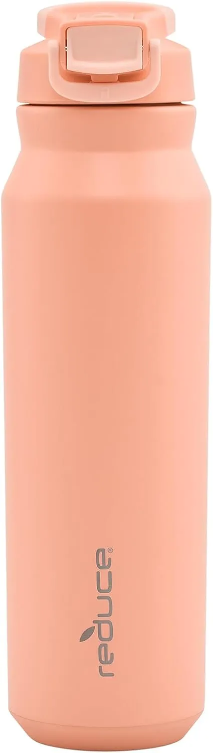 REDUCE 32 oz Hydrate Pro Stainless Steel Insulated Water Bottle - Flip Top Leak-Proof Lid, Dishwasher Safe, BPA-Free, Dual Wall Vacuum, Keeps Drinks Cold for 48 Hrs, Cup Holder Friendly - Sedona
