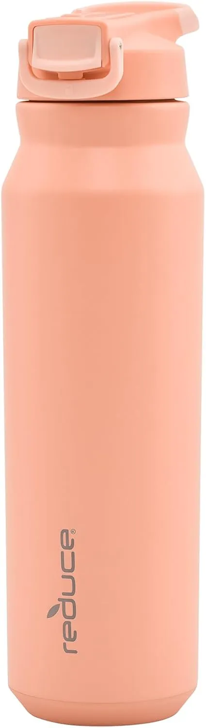 REDUCE 32 oz Hydrate Pro Stainless Steel Insulated Water Bottle - Flip Top Leak-Proof Lid, Dishwasher Safe, BPA-Free, Dual Wall Vacuum, Keeps Drinks Cold for 48 Hrs, Cup Holder Friendly - Sedona