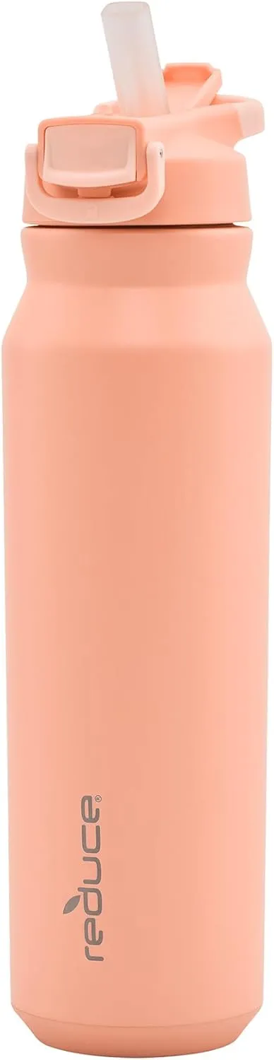 REDUCE 32 oz Hydrate Pro Stainless Steel Insulated Water Bottle - Flip Top Leak-Proof Lid, Dishwasher Safe, BPA-Free, Dual Wall Vacuum, Keeps Drinks Cold for 48 Hrs, Cup Holder Friendly - Sedona