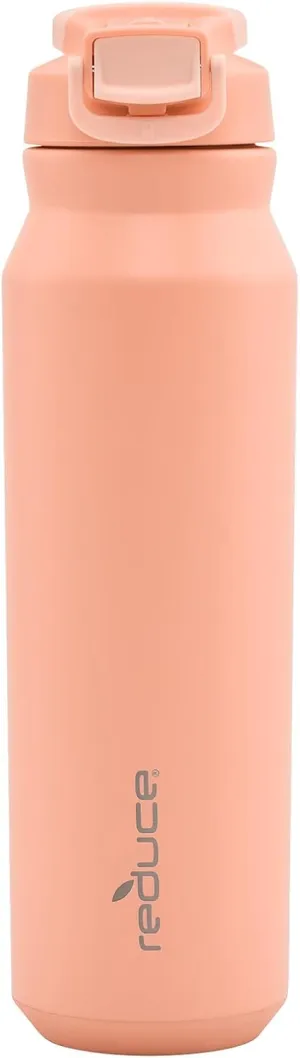 REDUCE 32 oz Hydrate Pro Stainless Steel Insulated Water Bottle - Flip Top Leak-Proof Lid, Dishwasher Safe, BPA-Free, Dual Wall Vacuum, Keeps Drinks Cold for 48 Hrs, Cup Holder Friendly - Sedona