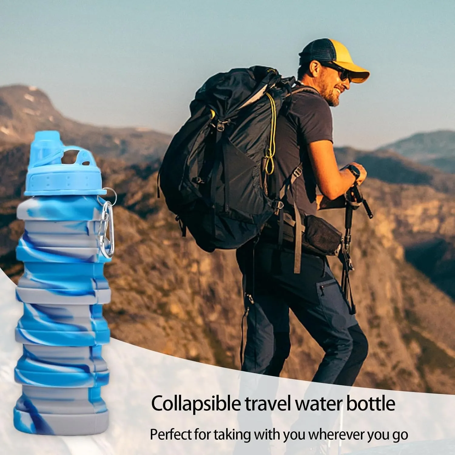 Retractable Water Bottle,Silicone Flexible Water Cup | Reusable Flexible Water Cup, Foldable Sports Water Bottle With Carabiner 700ml For Sports, Gym, Hiking, Travel