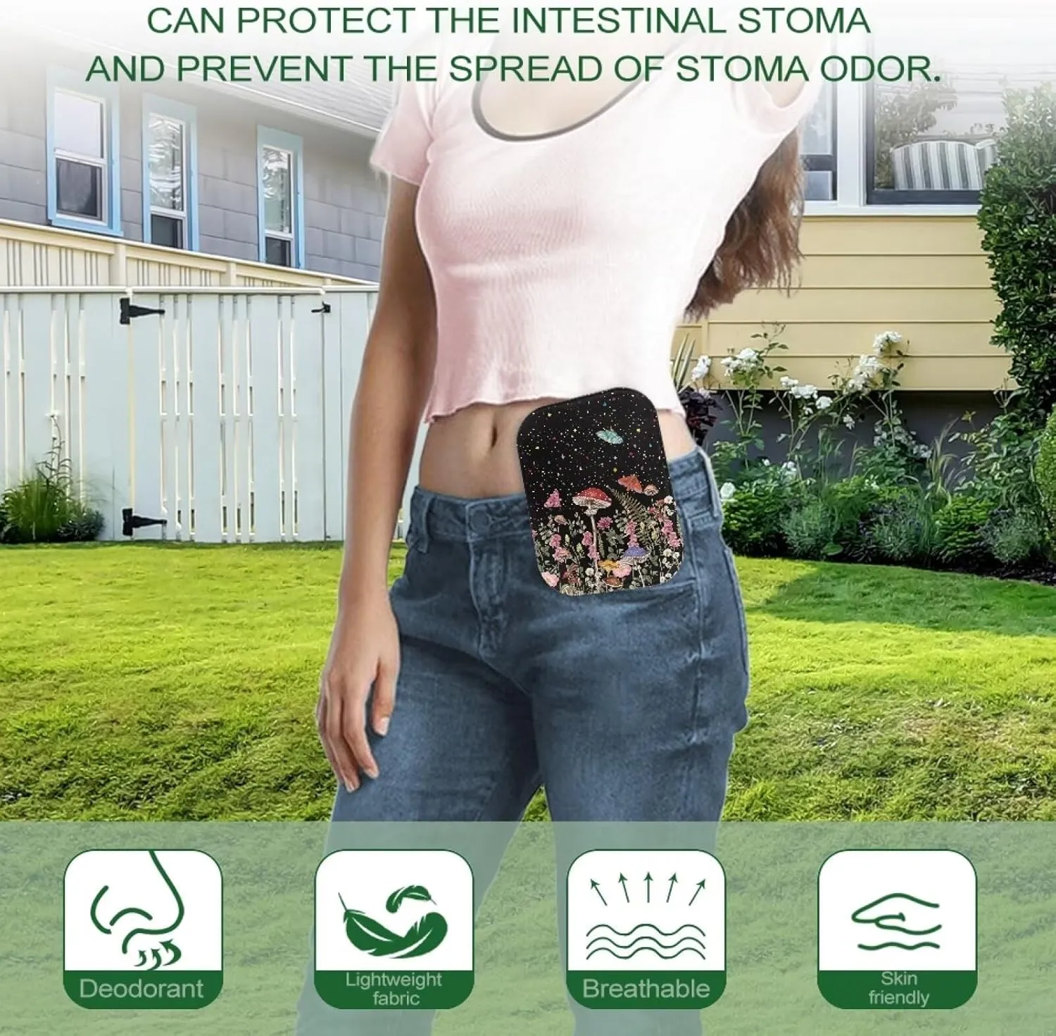 Rnyleeg 4 Pcs Ostomy Pouch Covers for Women Mushroom Butterfly Pattern Colostomy Supplies for Home Work Travel Portable Ostomy Bag Accessories