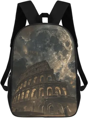 Rome Moon Shines Laptop Backpack 17 Inch for Women Men Travel Backpacks for Women Men Laptop Bag Fashion Casual Daypack