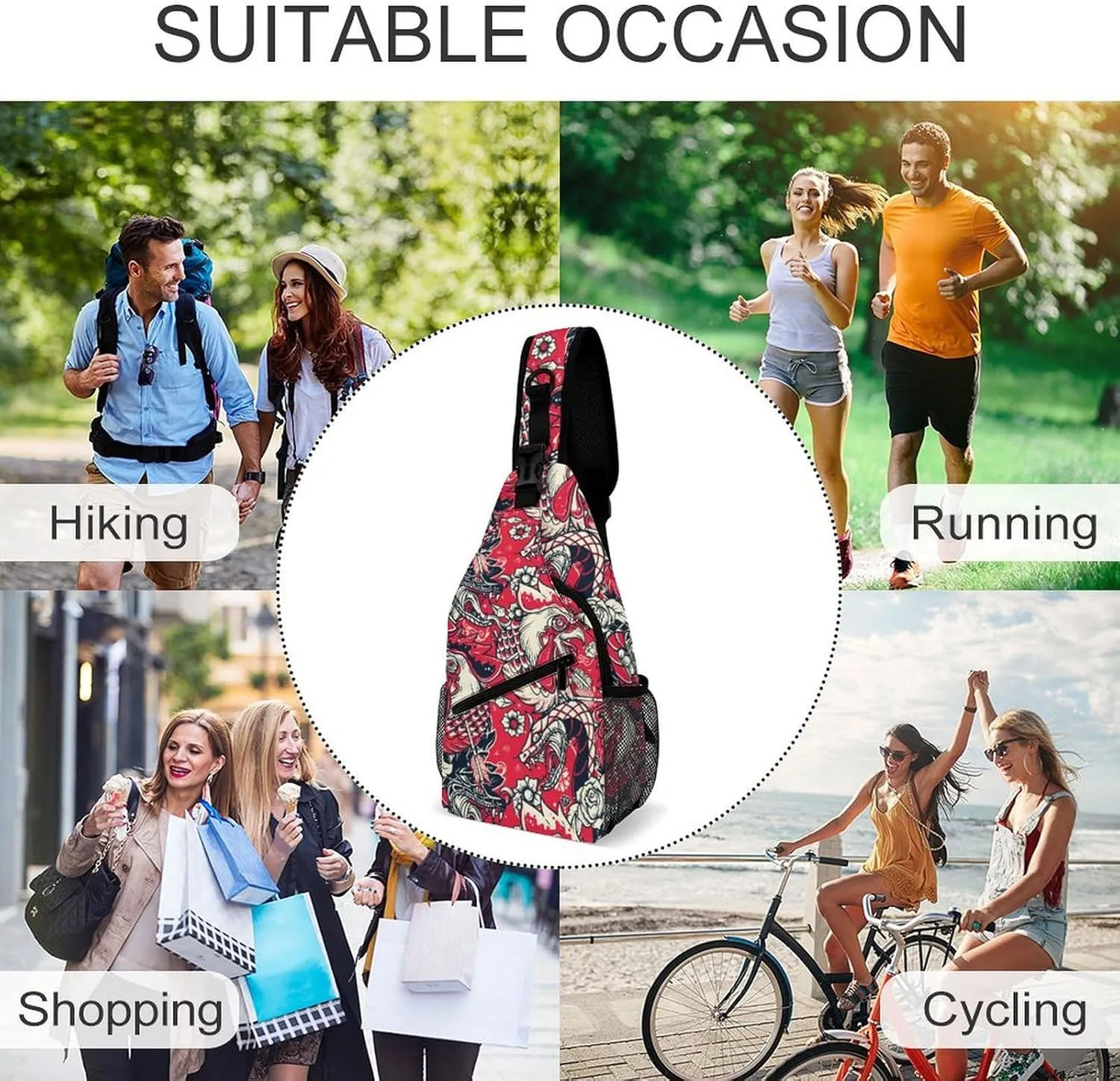 Roosters Sling Backpack Mans Womens Crossbody Backpack Chest Bag Running Daypack Shoulder Bag Casual Daypacks Outdoor Backpacks