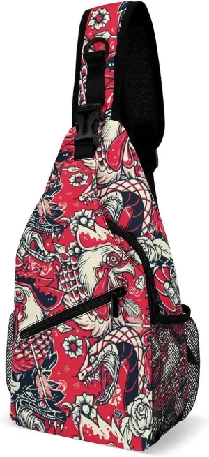 Roosters Sling Backpack Mans Womens Crossbody Backpack Chest Bag Running Daypack Shoulder Bag Casual Daypacks Outdoor Backpacks