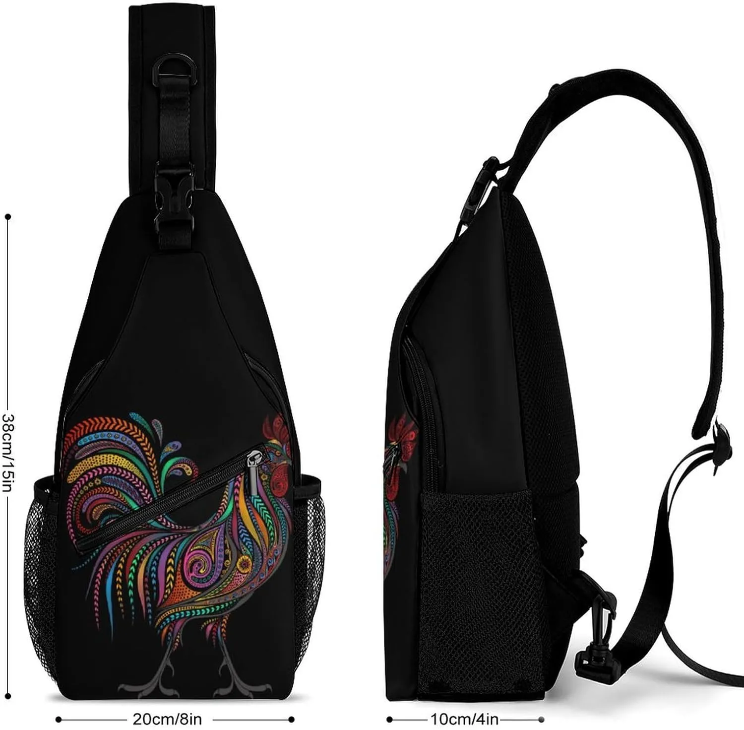 Roosters Sling Backpack Mens Womans Crossbody Backpack Chest Bag Running Daypack Travel Bag Casual Daypacks Outdoor Backpacks