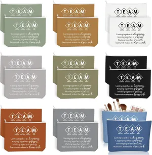 Roowest 20 Pcs Employee Inspirational Gift for Team Coworker Women Makeup Bag Bulk Thank You Gift Office Cosmetic Bags with Zipper for Nurses End of Year Teacher Gifts(Multicolor,Team)