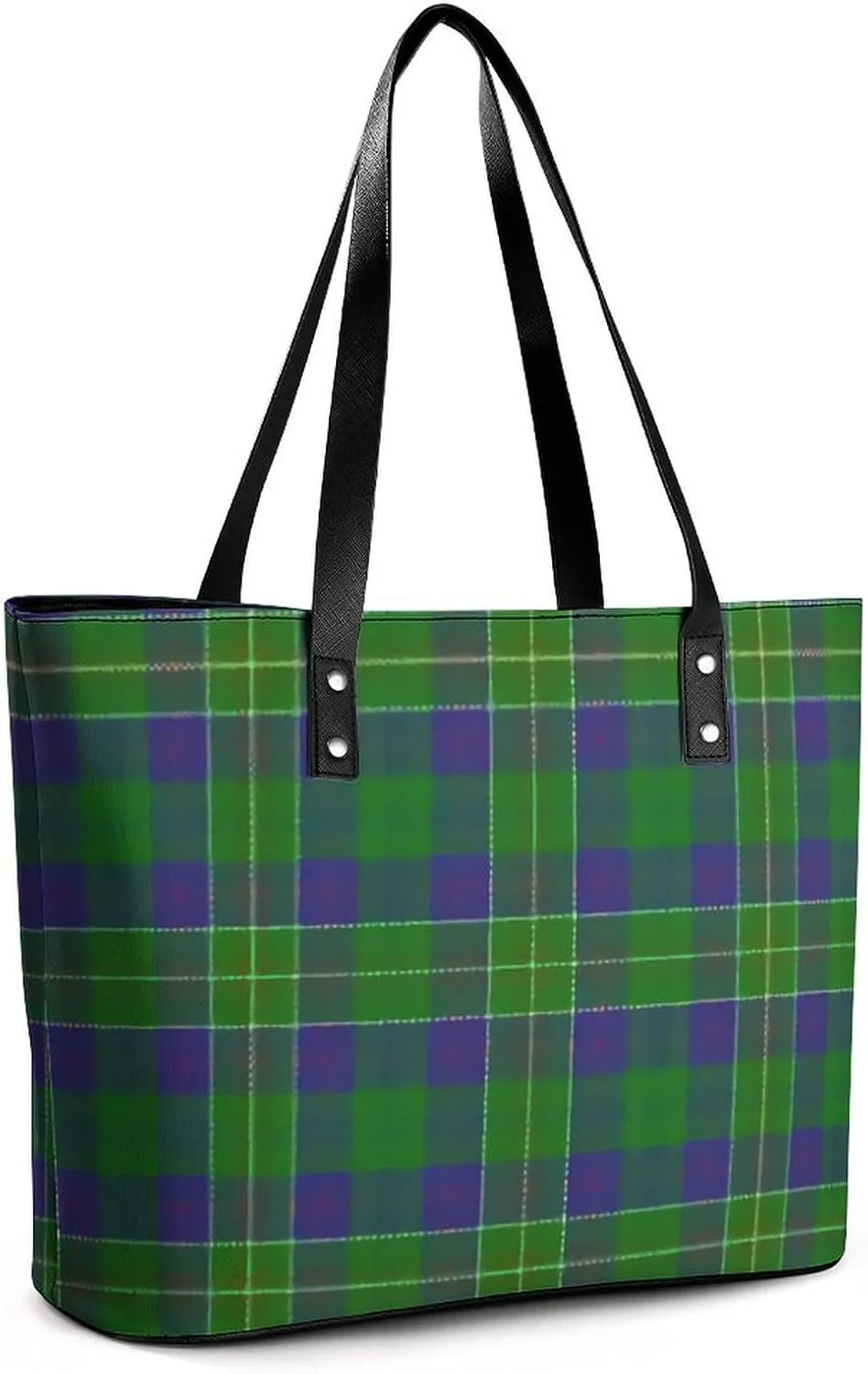 Royal Stewart Tartan Large Capacity Portable Leather Handbag