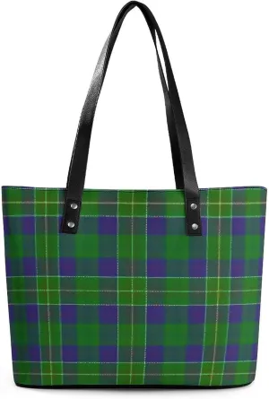 Royal Stewart Tartan Large Capacity Portable Leather Handbag