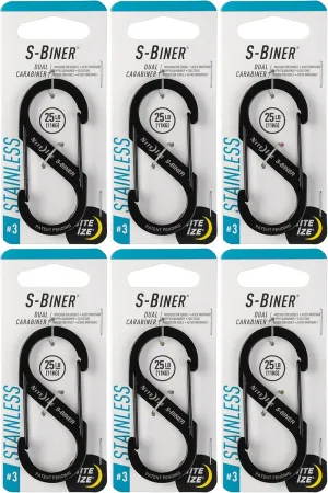S-Biner, Size 3, Black ( 6 pack )
