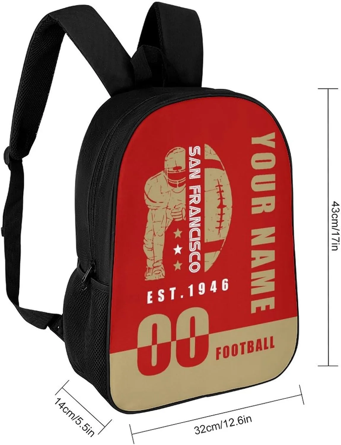 San Francisco Backpack 17 Inch SchoolBag, Personalized Any Name Number High Capacity Laptop Bag Casual Daypack for Man/Woman/Girl/Boy