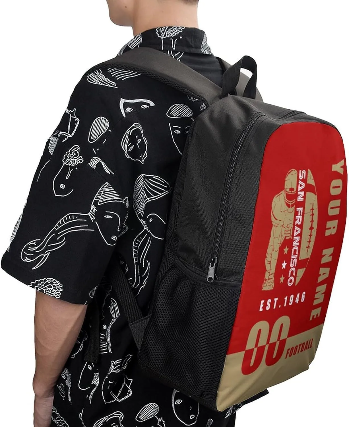 San Francisco Backpack 17 Inch SchoolBag, Personalized Any Name Number High Capacity Laptop Bag Casual Daypack for Man/Woman/Girl/Boy