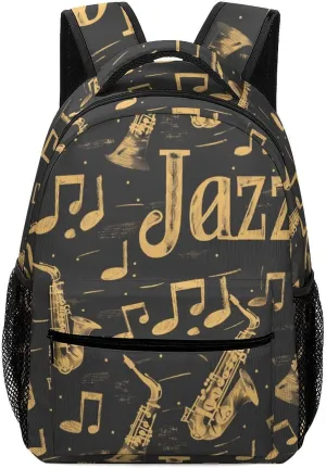 Saxophones Jazz Unisex Small Backpack Lightweight Shoulder Bag Travel Daypack