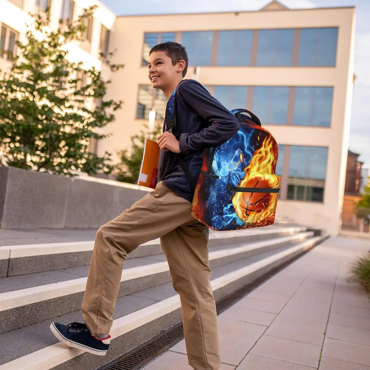 School Backpack for Boys Basketball Boys Backpack for Kids Children Teens Elementary Middle School - Students Bookbag Ages 6-18, Waterproof Adjustable Basketball Bookbag Travel Daypack