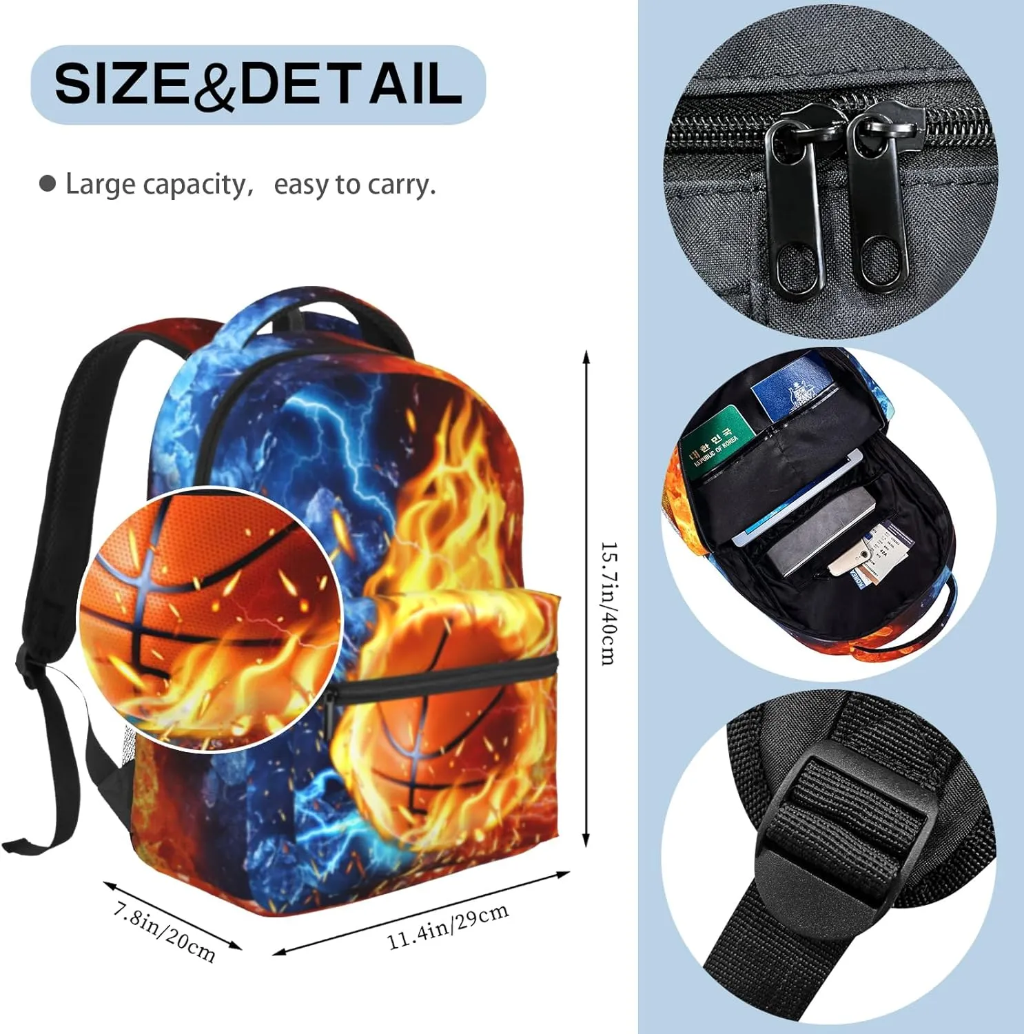 School Backpack for Boys Basketball Boys Backpack for Kids Children Teens Elementary Middle School - Students Bookbag Ages 6-18, Waterproof Adjustable Basketball Bookbag Travel Daypack