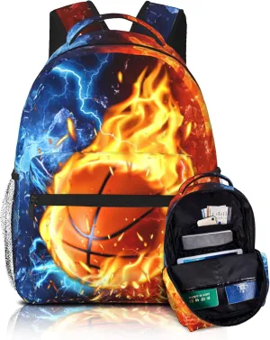 School Backpack for Boys Basketball Boys Backpack for Kids Children Teens Elementary Middle School - Students Bookbag Ages 6-18, Waterproof Adjustable Basketball Bookbag Travel Daypack