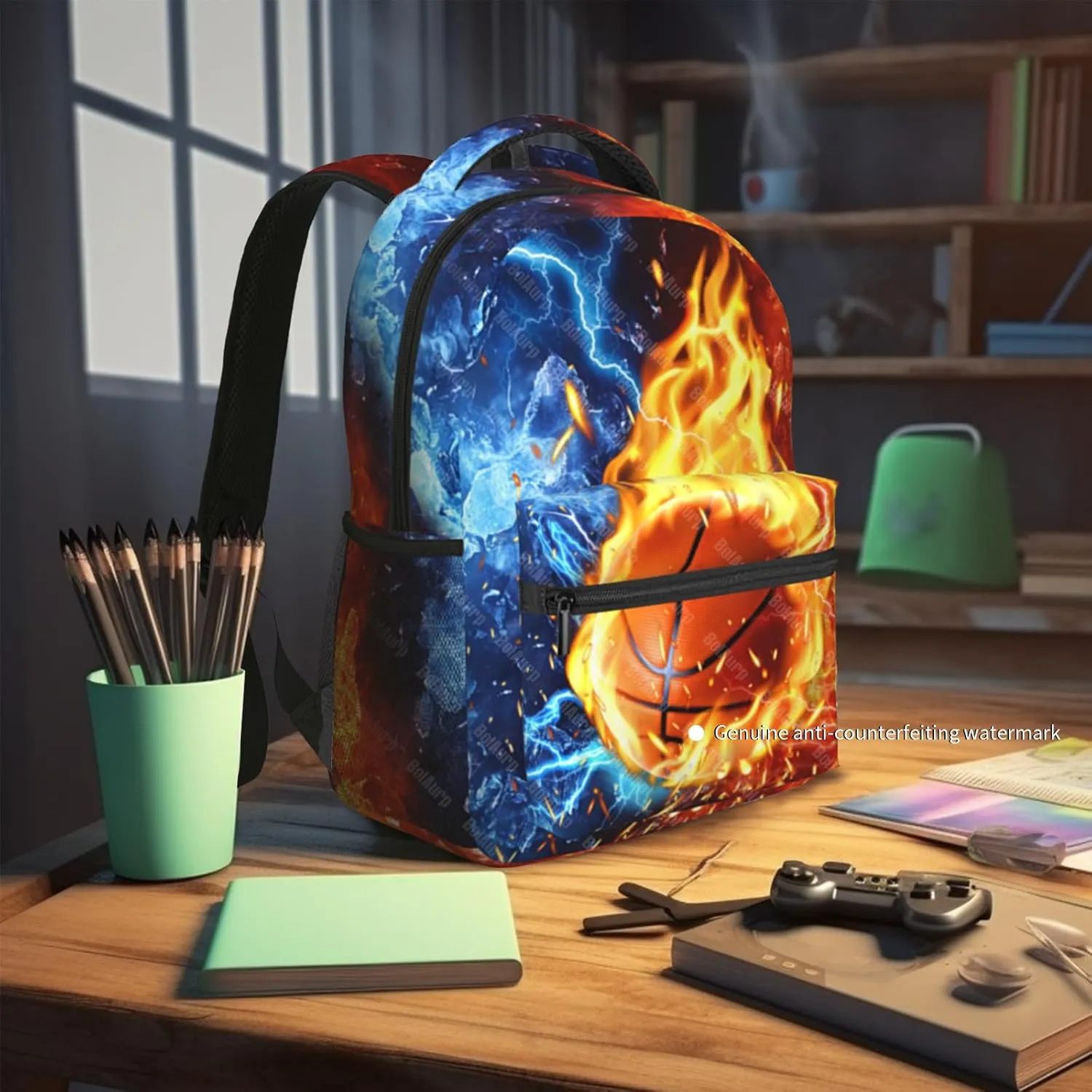 School Backpack for Boys Basketball Boys Backpack for Kids Children Teens Elementary Middle School - Students Bookbag Ages 6-18, Waterproof Adjustable Basketball Bookbag Travel Daypack
