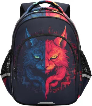 School Backpack for Boys Teen Bookbag Book Bags Cat Hostility Casual Daypack Travel High Middle School Student