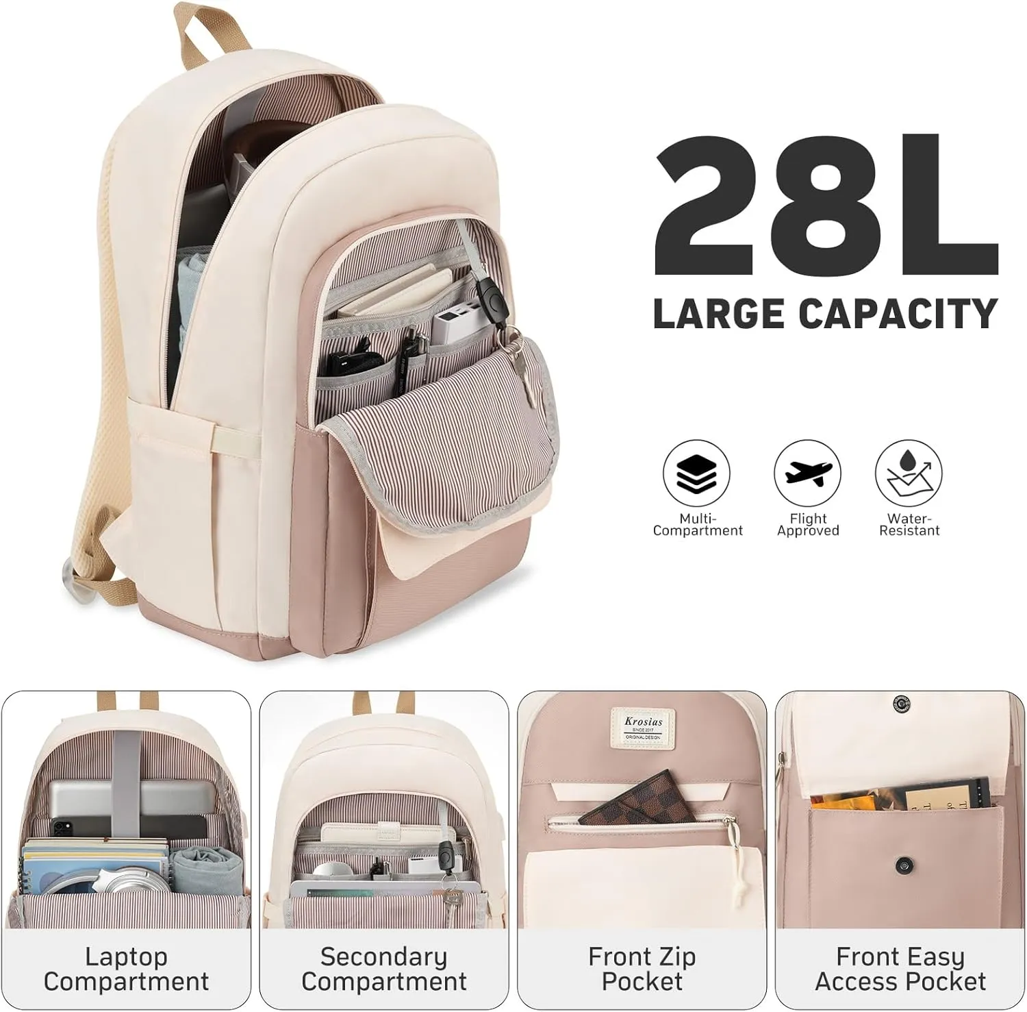School Backpack for Teen Girls, 15.6 Inch Laptop College Backpacks Work Bag Kids Elementary Middle High Campus Bookbag, Cute Students Back Pack Large Travel Daypack for Women