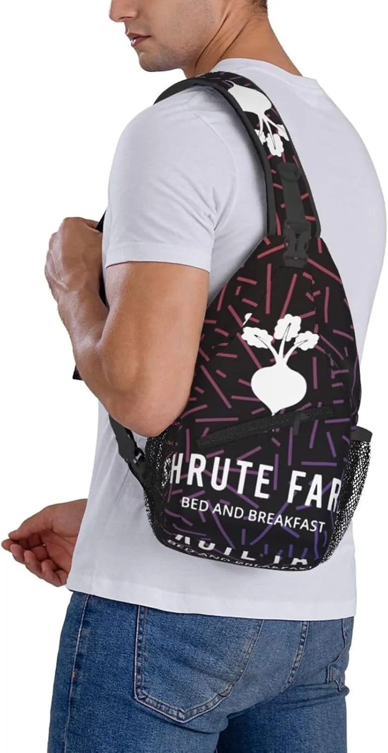 Schrute Farms Beets Bed And Breakfast Small Crossbody Backpack Sling Bag For Men Women Mini One Shoulder Chest Bags Gym Sport Travel Hiking Daypack