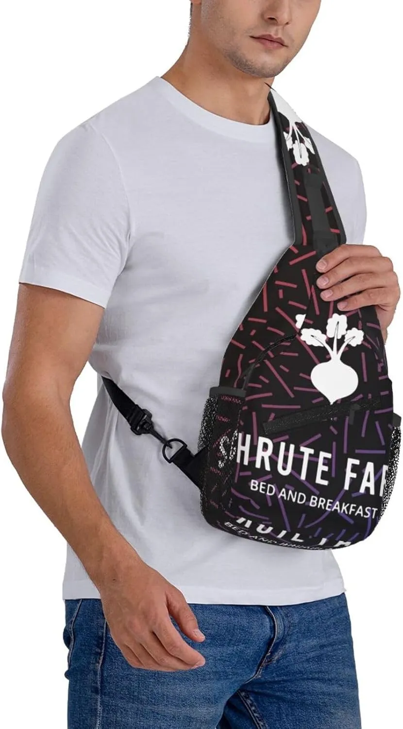 Schrute Farms Beets Bed And Breakfast Small Crossbody Backpack Sling Bag For Men Women Mini One Shoulder Chest Bags Gym Sport Travel Hiking Daypack