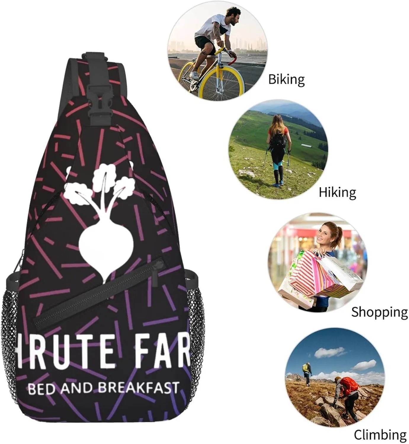 Schrute Farms Beets Bed And Breakfast Small Crossbody Backpack Sling Bag For Men Women Mini One Shoulder Chest Bags Gym Sport Travel Hiking Daypack