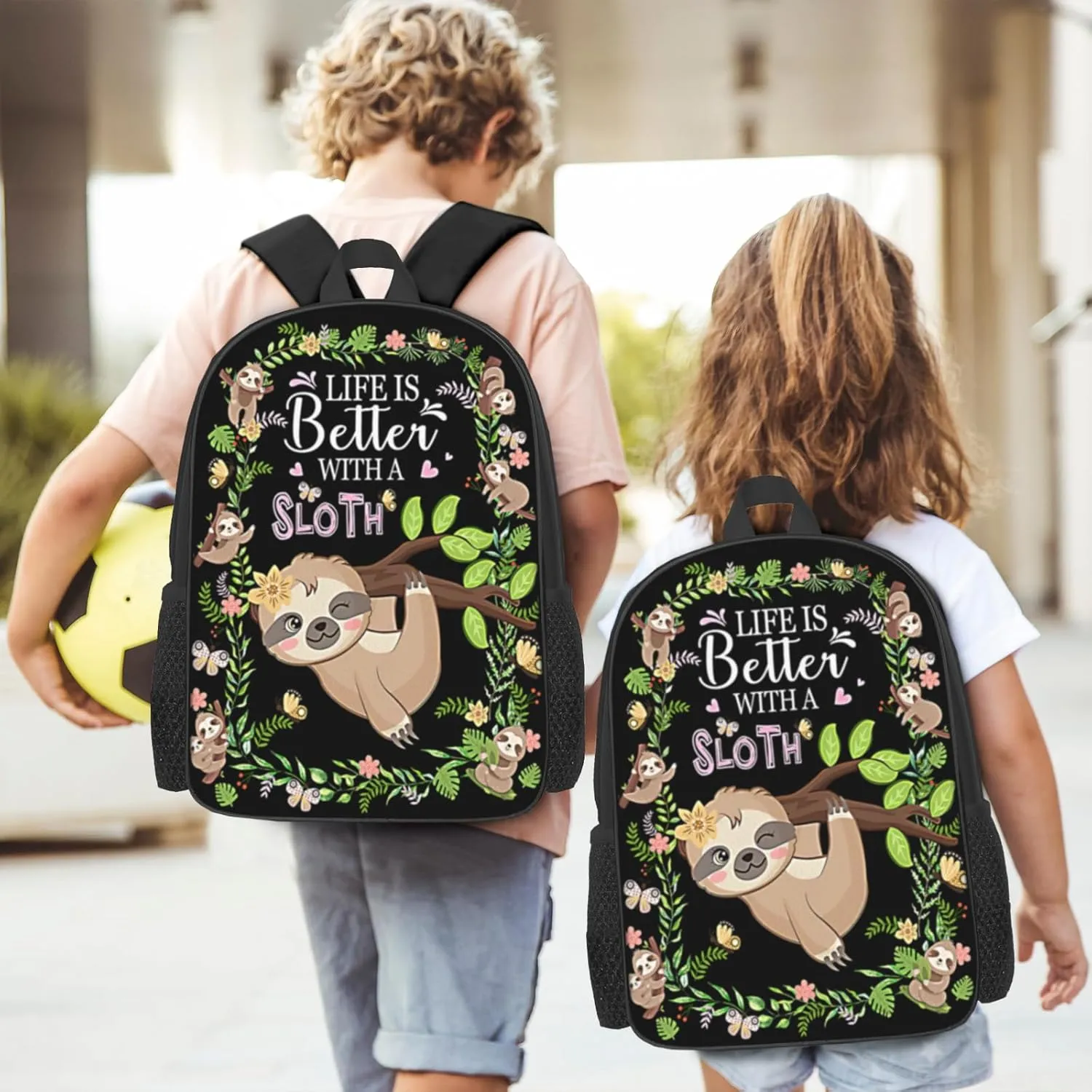 SENROLAN Sloth Backpack Set Sloth Backpacks Lunch Bag With Holder Pencil Case 3 Pieces Branch School Book Bag Travel Hiking For Girls Boys Men Women