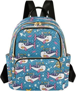 senya Cute Sailor Fish Women Backpack Purse Travel Daypack Shoulder Bag