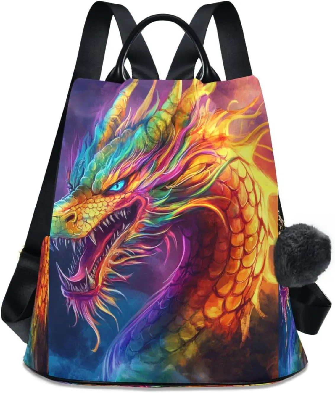 senya Women's Fashion Backpack Purses Handbags Angry Rainbow Dragon Shoulder Bag Travel bag