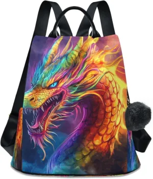 senya Women's Fashion Backpack Purses Handbags Angry Rainbow Dragon Shoulder Bag Travel bag