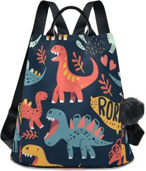 senya Women's Fashion Backpack Purses Handbags Dinosaur and Grass Shoulder Bag Travel bag