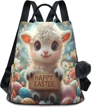 senya Women's Fashion Backpack Purses Handbags Easter Sheep Shoulder Bag Travel bag
