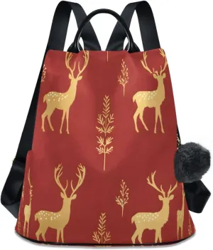 senya Women's Fashion Backpack Purses Handbags Golden Deer Shoulder Bag Travel bag