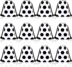 Shappy 12 Pieces Small Sport Drawstring Bags Candy Bag Sport Party Drawstring Goodie Favor Supplies Gifts(Soccer,7 x 10 Inch)