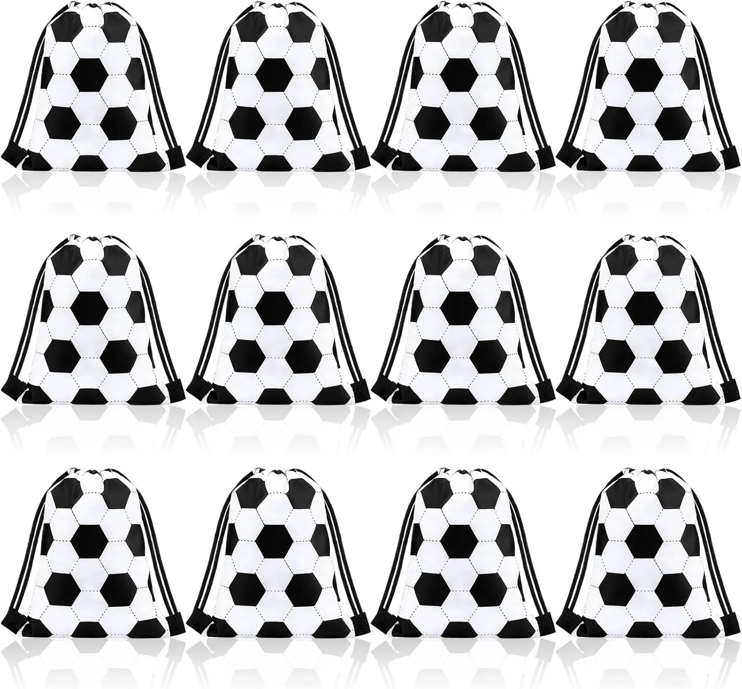 Shappy 12 Pieces Small Sport Drawstring Bags Candy Bag Sport Party Drawstring Goodie Favor Supplies Gifts(Soccer,7 x 10 Inch)