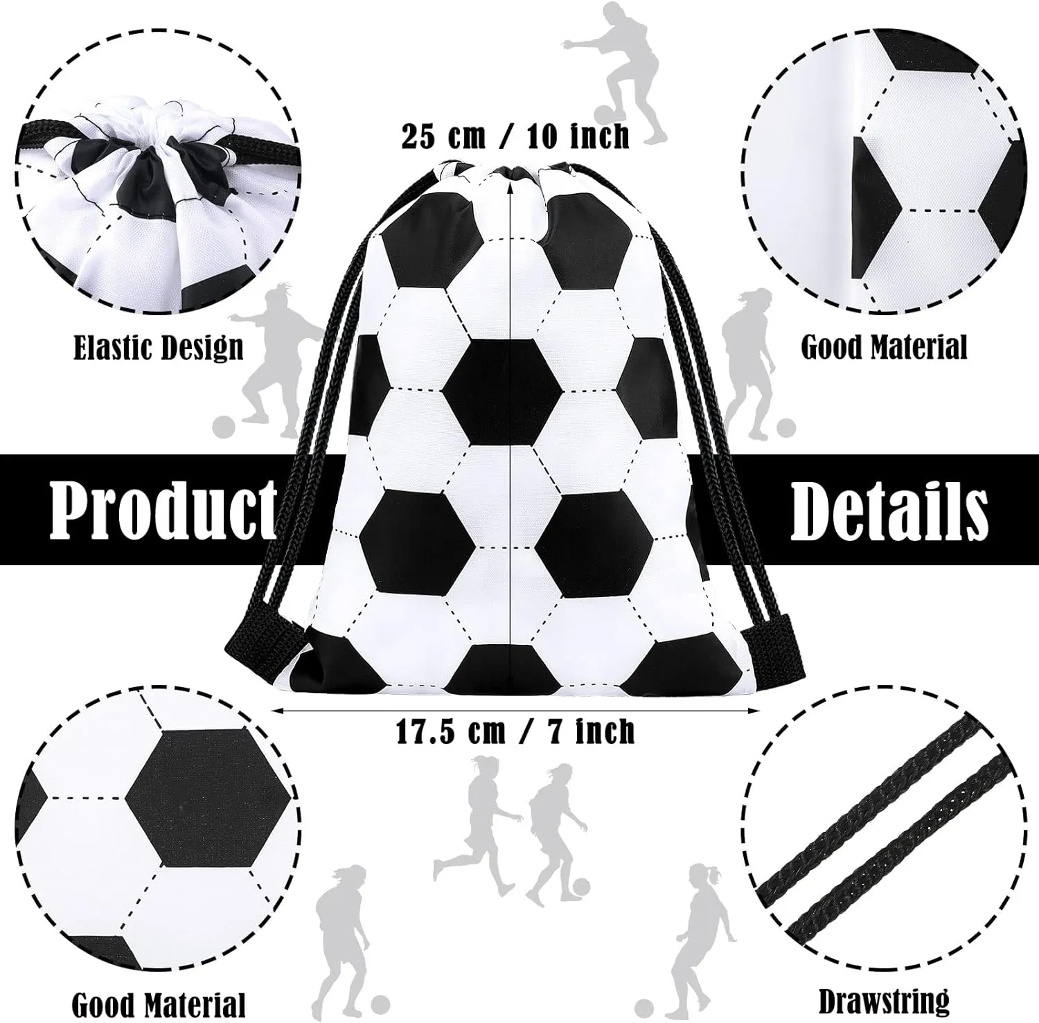 Shappy 12 Pieces Small Sport Drawstring Bags Candy Bag Sport Party Drawstring Goodie Favor Supplies Gifts(Soccer,7 x 10 Inch)