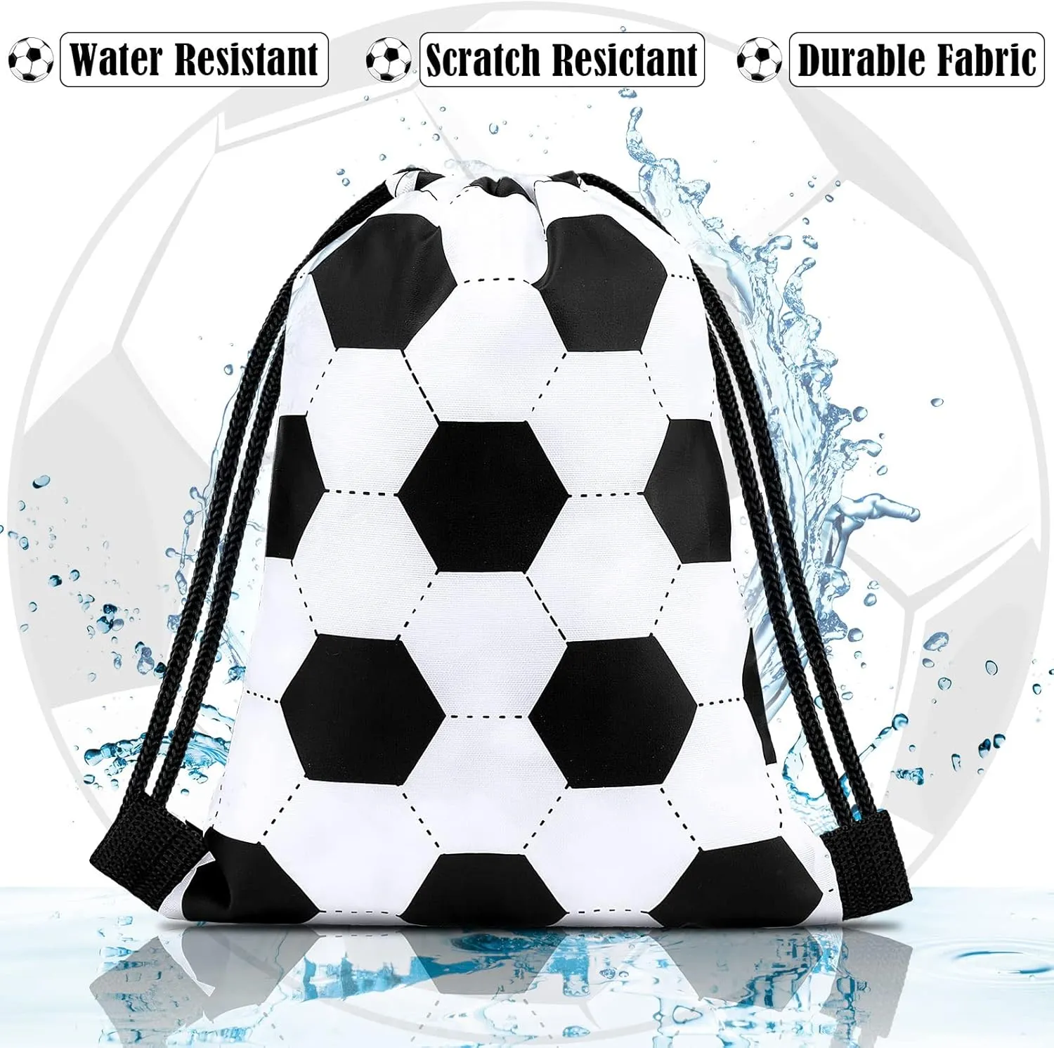 Shappy 12 Pieces Small Sport Drawstring Bags Candy Bag Sport Party Drawstring Goodie Favor Supplies Gifts(Soccer,7 x 10 Inch)