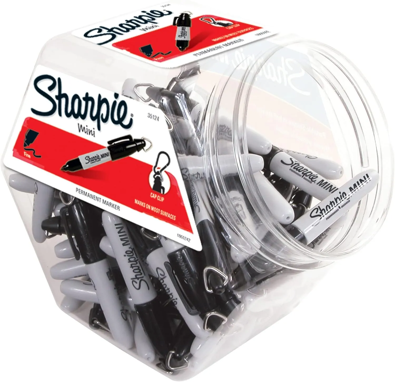 Sharpie Permanent Mini Markers, Fine Point, Black, 72-Pack Canister