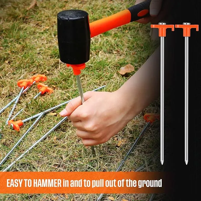 Shimeyao 10 Inch Tent Stakes Heavy Duty Camping Stakes Bulk Galvanized Non Rust Tent Pegs Metal Camping Spikes for Outdoor Camping Pitching Canopy