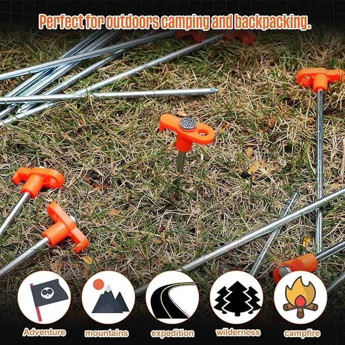 Shimeyao 10 Inch Tent Stakes Heavy Duty Camping Stakes Bulk Galvanized Non Rust Tent Pegs Metal Camping Spikes for Outdoor Camping Pitching Canopy
