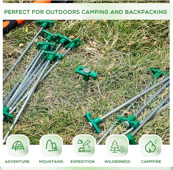 Shimeyao 10 Inch Tent Stakes Heavy Duty Camping Stakes Bulk Galvanized Non Rust Tent Pegs Metal Camping Spikes for Outdoor Camping Pitching Canopy