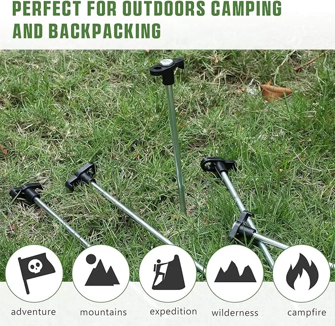 Shimeyao 10 Inch Tent Stakes Heavy Duty Camping Stakes Bulk Galvanized Non Rust Tent Pegs Metal Camping Spikes for Outdoor Camping Pitching Canopy
