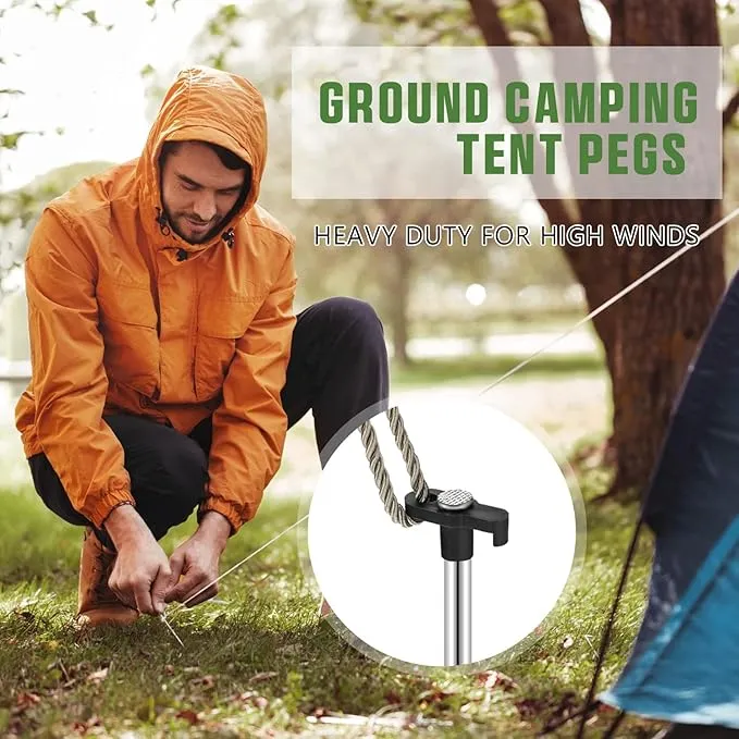Shimeyao 10 Inch Tent Stakes Heavy Duty Camping Stakes Bulk Galvanized Non Rust Tent Pegs Metal Camping Spikes for Outdoor Camping Pitching Canopy