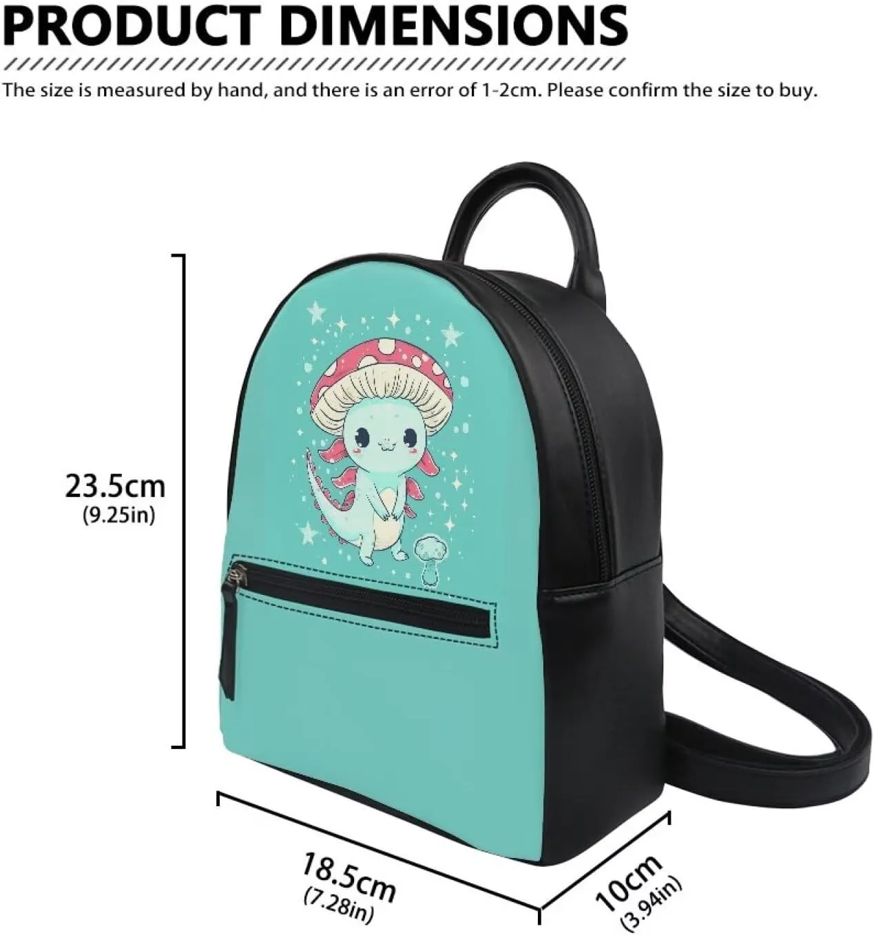 Showudesigns Axolotl Backpack Purse for Women Small Leather Shoulder Bags Cute Backpacks Travel Daypack Tote Bag for Teen Girls Rucksack for Work Hiking Daily Use Gifts Blue