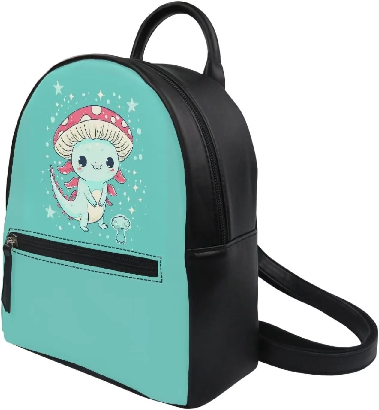 Showudesigns Axolotl Backpack Purse for Women Small Leather Shoulder Bags Cute Backpacks Travel Daypack Tote Bag for Teen Girls Rucksack for Work Hiking Daily Use Gifts Blue