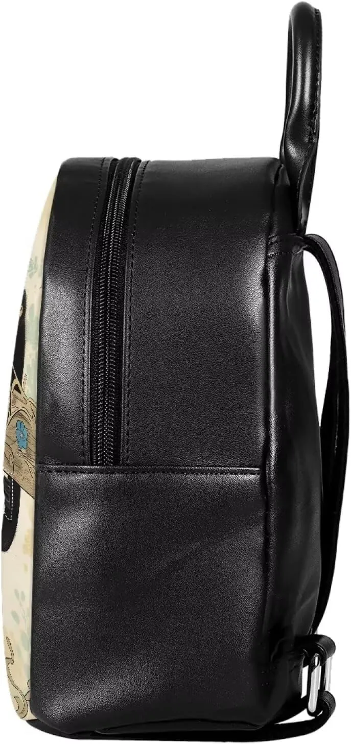 Showudesigns Black Cat Backpack Purse for Women Mini Backpack Water-Resistant Small Backpacks Shoulder Bag for School Travel Mini Casual Daypack Flower Bird Zipper Tote Bags