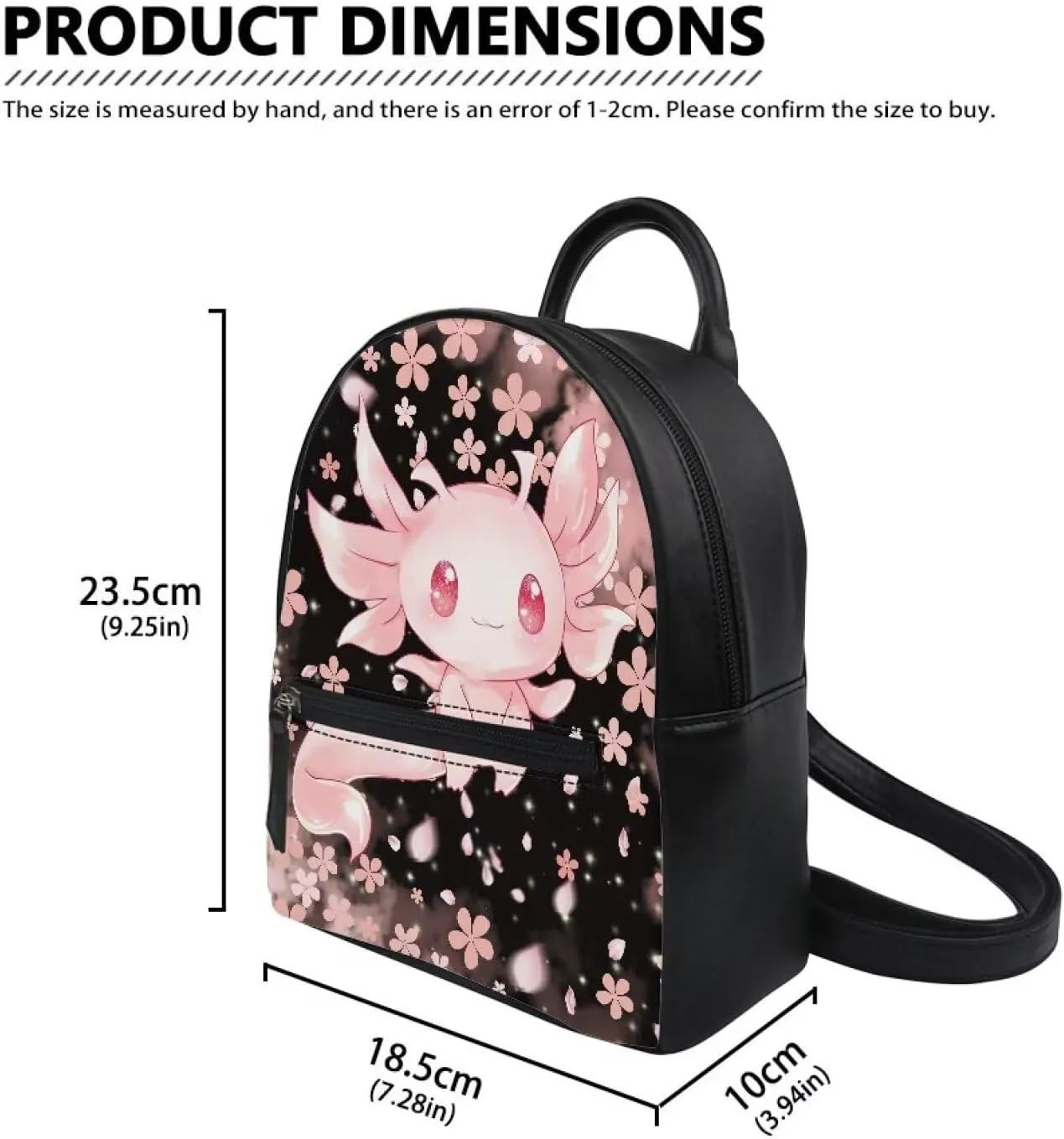 Showudesigns Cute Axolotl Backpacks Cherry Blossom Mini Backpack Purse for Women Teen Girls College School Travel Shoulder Bag Small Backpack Mini Purse Casual Rucksack Cute Back Pack Daypack