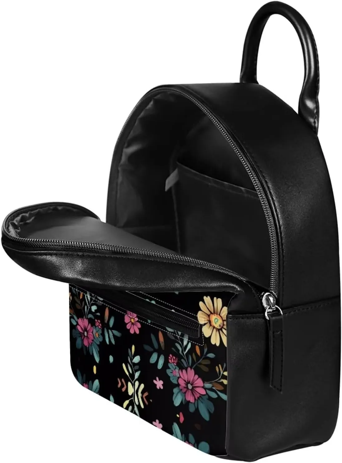 Showudesigns Floral Skull Backpack for Women Teenager Purse Mini Pu Leather Backpacks Small Shoulder Bag Casual Daypack Handbag Travel Business Tote Bags Skeleton